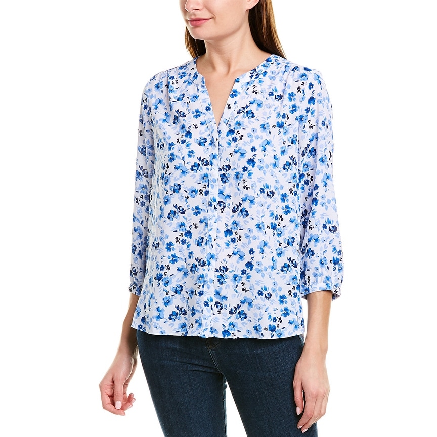 NYDJ Womens Petite Size 3//4 Sleeve Pintuck Blouse